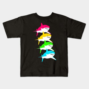 Cute Great white shark (Carcharodon carcharias) colorful Kids T-Shirt